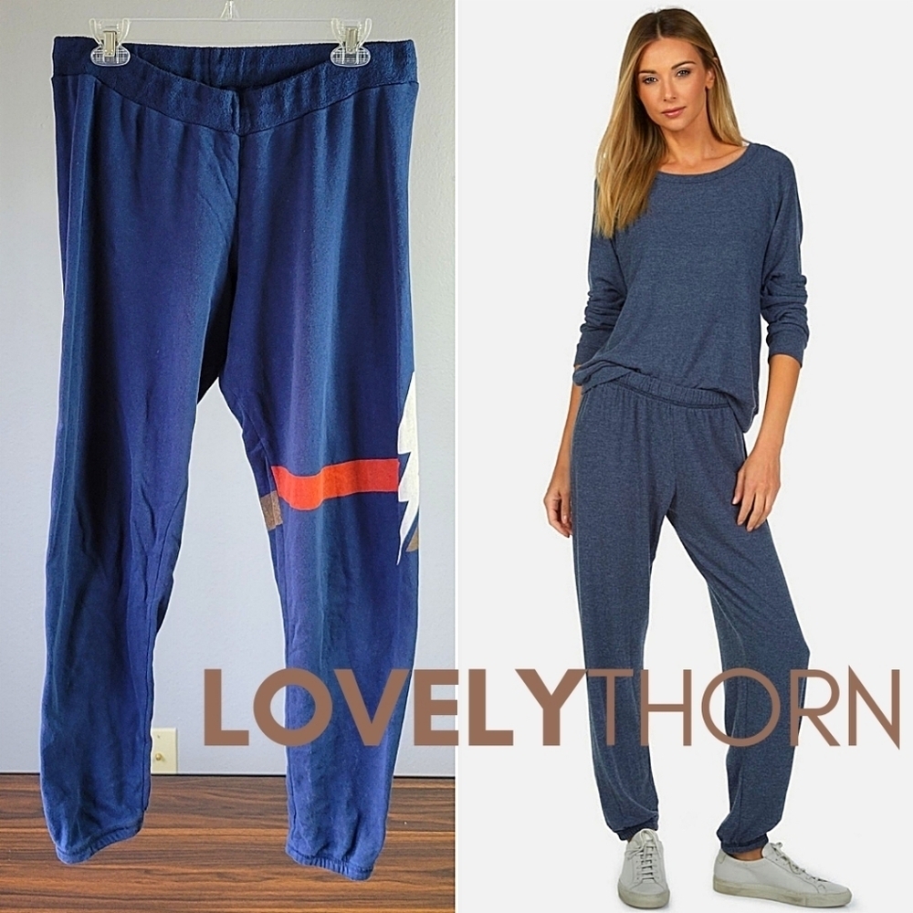 MICHAEL LAUREN // super soft graphic lightning bolt chargers jogger sweatpants